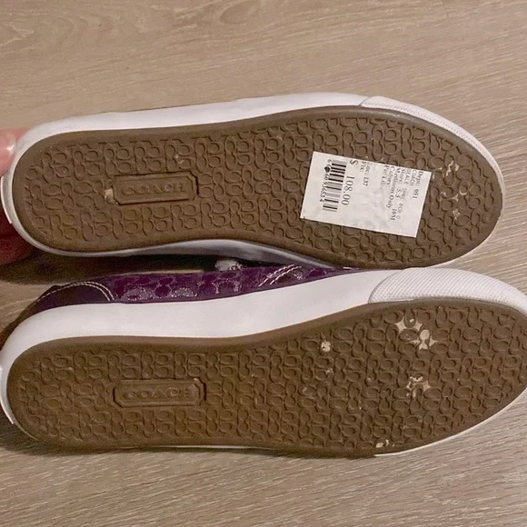 [Coach] Signature Shearling Flat Sneaker Tennis Shoes in Purple Lilac Womens 5.5 - Picture 12 of 15